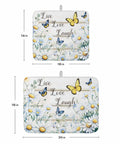 Pastoral Daisy And Butterfly Dish Drying Mat For Kitchen White Wood Grain Absorbent Counter Pad Soft Polyester For Dishes Utensils Pots And Camping 18 By 24 Inches with floral design and butterfly illustrations, available in two sizes