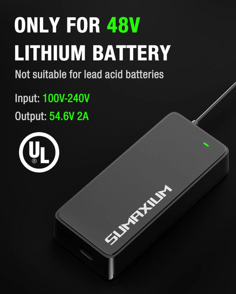 54.6V 2A EBike Charger For 48V Lithium Battery With M16 Connector Fast Charging And Overload Protection UL Listed