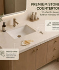 Premium stone countertop on Modern 66 Inch Freestanding Bathroom Vanity Single Sink With Dedicated Makeup Station.