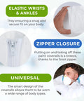 White Disposable Coveralls With Hood For Men And Women Pack Of 5 Microporous Lab Painter Hazmat Suits With Storm Flap Zipper 60 GSM Large Durable Go To Workwear Dust Proof Chemical Resistant Protection For Work, elastic wrists and ankles
