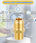 Brass Pipe Fittings Kit For Air Oil And LP Propane Systems DIY Friendly One Half Inch Male Flare To Three Eighths Inch Male NPT Hex Nipple Pipe Adapter Reducer Three Pack Durable Connectors For Quick Secure Leak Free Seals, focus on performance attributes