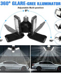 Ultra Bright 8000 Lumen 80W LED Garage Light Bulb 2 Pack With Three Adjustable Panels Daylight 6500K in garage setup