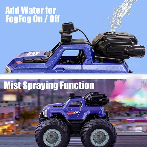 1 18 Scale RC Monster Truck For Kids With 4WD Drive Music Mist Spray And LED Lights featuring mist spraying function