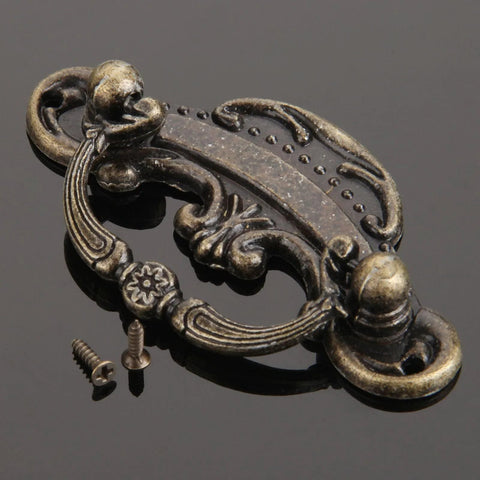 Two Pack Vintage Antique Bronze Drawer Pull Handles For Drawers Jewelry Boxes Cabinets And Furniture Hardware Size 3.03 By 1.22 Inches