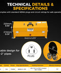 Heavy Duty Pvc Conduit Heater Box For Schedule 40 And 80 Pipe Bending Tool with specifications and power details.