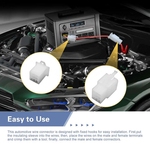 432 Piece Automotive Electrical Wire Connector Kit With 2.8mm Terminals Includes Male And Female Socket Plugs Housing Terminals Universal Wire Terminals Perfect For Cars Trucks And DIY Wiring Harness Projects For Most Vehicles, shown with connectors highlighted over an engine.