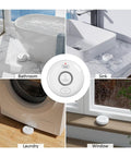 Five Pack Water Leak Alarm Detectors With 120dB Loud Alarm IP66 Waterproof Ultra Sensitive Probes Detect Drips And Mist Four Bottom Sensors And Two Top Probes For Quick Alerts And Realistic Protection bathroom, sink, laundry, window use
