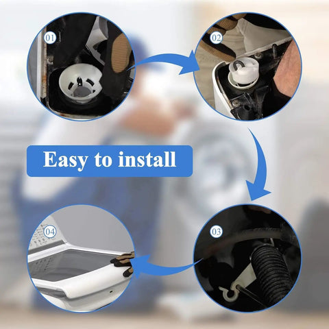 Washer Suspension Rod Kit 26.7 Inch Complete Replacement showing easy installation steps for Amana Whirlpool Kenmore washers.