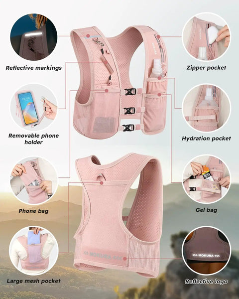 Reflective Hydration Vest With 500ml Soft Flask And Phone Holder Go To Lightweight Running Pack For Men And Women Adjustable