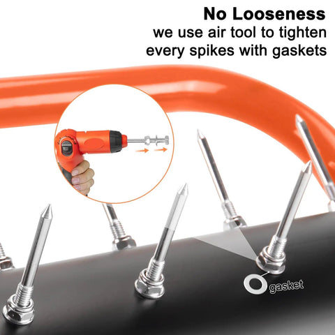 21-Inch Rolling Lawn Aerator With 45 Preassembled Spikes, No-Fuss 3 To 5 Minute Assembly, No Looseness, Heavy-Duty Orange U-Shape Handle