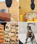 Hand Drill And Pin Vise Bits Set With 36 Pcs Mini Twist And PCB Drills For Jewelry Making Model Building Resin Craft And Woodworking Pro Grade High Speed Steel And Tungsten Carbide Bits used on wood, seed pod, carved panels, and miniature figure.