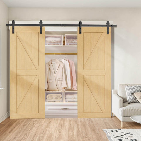 Heavy Duty 12 Foot Sliding Barn Door Hardware Kit For Double Doors With Ultra Quiet Smooth Operation And Easy Install Track System