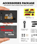 Low Profile Brushless RC Servo With 19Kg Torque, 0.073s Per 60 Degrees At 8.4V, Programmable, 25T Metal Horn, accessory package