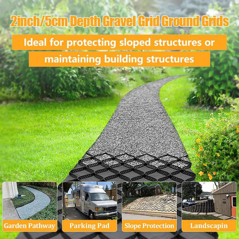 Geogrid Ground Grid 4 Inch 9x17 Ft Geocell Cellular Confinement System Paver For Gravel Stabilizer garden pathway view HDPE