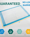 Top Shelf Super Absorbent Disposable Underpads 17 X 24 Inches Bone Dry Finish 100 Count Leak Proof Chux Pads shown with no-leak barrier design.
