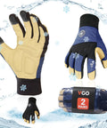 Winter Lined Premium Pigskin Leather Waterproof Work Gloves Two Pairs, cold weather construction, windproof, water resistant.