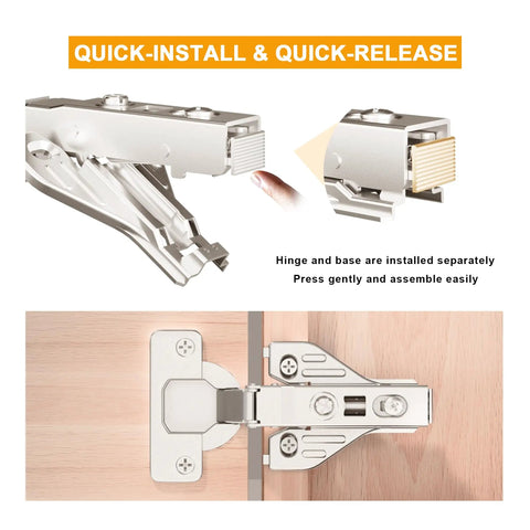 20 Piece Clip On Face Frame Soft Close Cabinet Hinges Quick Install Nickel Finish for Kitchen Cabinets