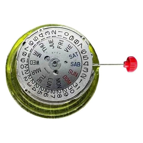 Old School Vintage Seiko 7009 Automatic Movement Replacement For Mens Watches with date function and red winding knob.