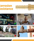 Comparison showing 4 Pack Brass Hose Barb Fittings 1/4 Inch Barb To 1/8 NPT Male Thread in use versus corroded pipes.