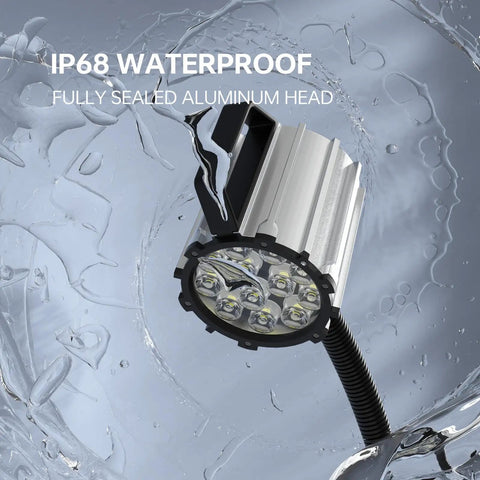 18W LED Lathe Light With 1800 Lumens, Flexible Magnetic Mount Work Lamp, IP68 waterproof aluminum head in water splash