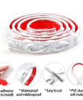 Self Adhesive Flexible Molding Trim 16.4 Ft Peel And Stick DIY Crown And Ceiling Molding in white PVC, rolled with relief pattern.