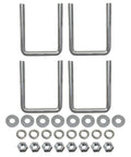 Built Tough Square U Bolts With Hardware For Boat Trailer Zinc Galvanized Steel One Half Inch Diameter Three And One Sixteenth Inch By Four And One Sixteenth Inch For Three By Three Beam Pack Of Four displayed with nuts and washers