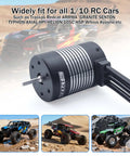 Beefy 3650 Brushless Motor 3900KV 3 175mm Shaft Waterproof For 1 To 10 Scale RC Cars with off-road cars in background
