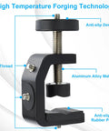 Detailed view of Heavy Duty Super Clamp Mount Workhorse with Mini Ball Head showcasing anti-slip design and aluminum alloy construction.
