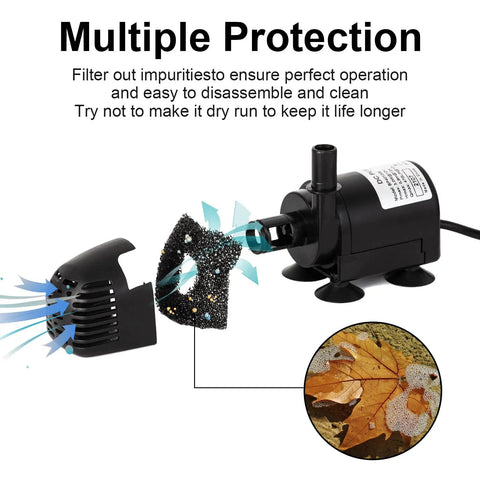 Sun Powered Solar Fountain Pump Kit With 25 Watt Panel, 410 GPH Submersible Water Pump with multiple filtration components.