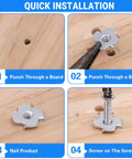 Step-by-step installation of Twenty Pack 5/16-18 Tee Nuts 304 Stainless Steel Four Pronged for wood cabinetry and furniture.