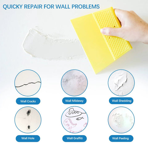 Heavy Duty Drywall Patch Kit With Scraper And Sandpaper 17 Oz Spackle Paste for Wall Holes and Creases shown being applied