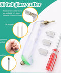 Pistol type oil fed cutter with interchangeable heads, oil tube, screwdriver from the All In One Glass Cutting Kit for Stained Glass Projects.