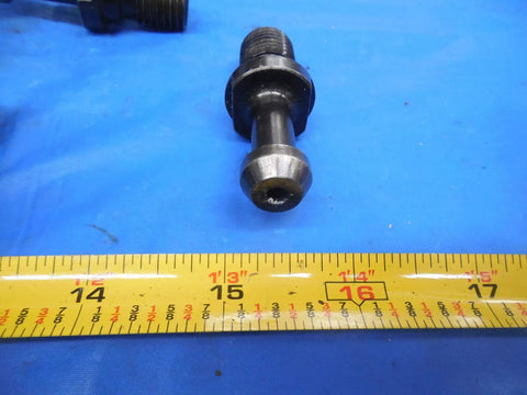 Heavy Duty Cat40 Mas1 Retention Knobs With Coolant Thru 10 Piece Pull Studs Kit displayed on a blue background with measuring tape.