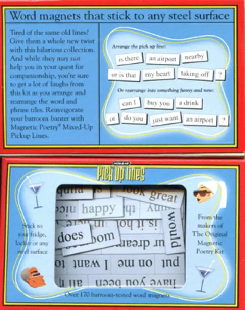 Mixed Up Pick Up Lines Magnetic Word Tiles Kit For Refrigerator Over 200 Themed Tiles Gift Box Close-Up