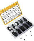 565 Piece M2 Hex Socket Head Cap Screws Nuts Washers Set Black Fully Threaded With M2 Four To Twenty Millimeter Sizes Lock And Flat Washers 12.9 Grade Alloy Steel The Go To Kit For DIY Projects And Repairs in a compartmentalized clear box