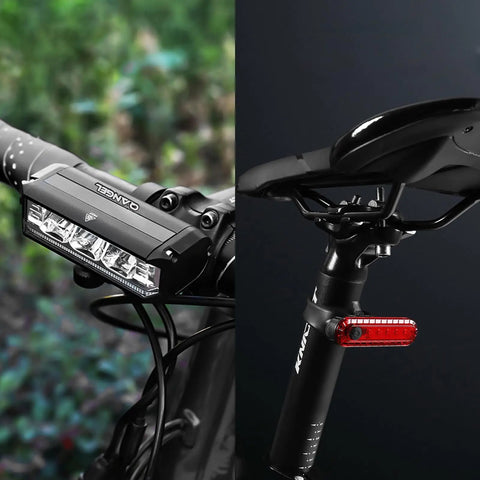 Beast Bright All-In-One Bike Light Set For Night Rides With Ultra LED Headlight And Taillight USB Rechargeable Water-Resistant High Beam Low Beam Modes For Adult And Kid Mountain Cycling