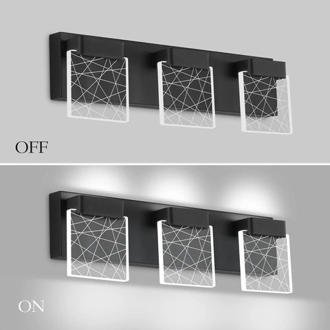 Dope Matte Black Vanity Light With Modern Led Three Light Wall Fixture For Bathroom Energy Efficient Daylight 6000K