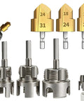 Professional PPR Pipe Threading And Reaming Tool Kit with quick change stepped bits for 1/2, 3/4, and 1 inch PVC plumbing pipe.