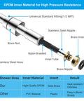Diagram of Heavy Duty All Metal Shower Hose 90 Inch Stainless Steel Brass Fittings Chrome with labeled components