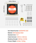 Heavy Duty 165 Ft 304 Stainless Steel Wire Cable 7x7 Three Thirty-Second Inch For String Light Hanging Kit Waterproof PVC Jacket