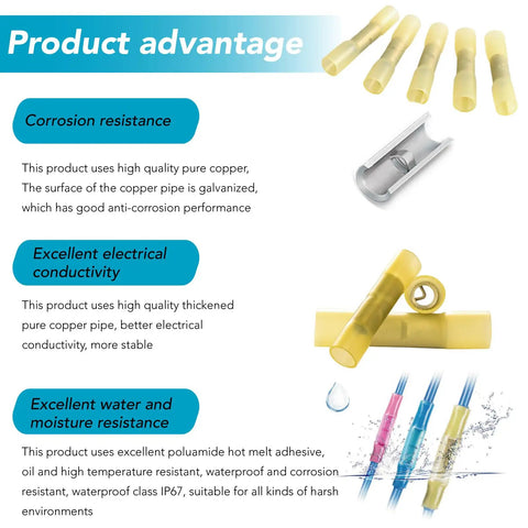 Heavy Duty 8 AWG Heat Shrink Butt Connectors Set Of 10 Insulated Waterproof Crimp Terminals information diagram