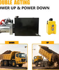 ParnicoTech 6 Quart Hydraulic Power Unit, 12V DC Single Acting Pump with steel reservoir for dump trailer operation.
