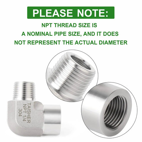 Image of a Two Pack Beefy 304 Stainless Steel 90 Degree Street Elbow Fittings One Quarter Inch NPT Male To One Quarter Inch NPT Female For Industrial Piping, showing a close-up view