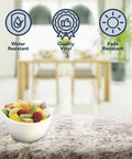 Granite Look Kitchen Countertop Vinyl Laminate Cover Peel And Stick Self Adhesive With No Seams Durable Marble Design Venetian Gold 36x72 Inches countertop with fruit bowl and quality icons