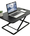 Ultra Slim Single Top Standing Desk Riser Height Adjustable Sit Stand Converter for monitor or laptop with plant and device