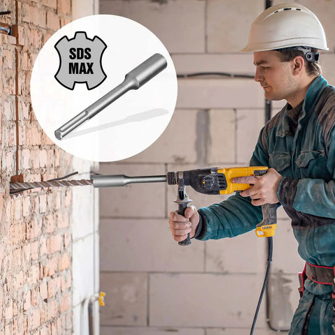 SDS Max Ground Rod Driver For Five Eighth Inch And Three Quarter Inch Rods used with rotary hammer in construction site