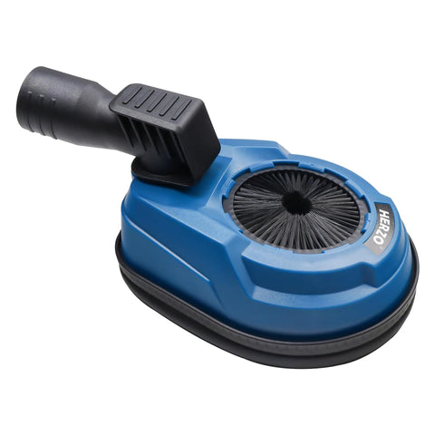 Universal Drill Dust Collection Attachment And Hammer Drill Shroud For Drilling, 70 mm Max Diameter, blue body, black rubber seal