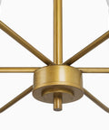 Close-up of Gold Brass Six Light Chandelier For Dining Room And Living Room, Vintage Edison Bulbs Ready, 22.5 Inch Diameter
