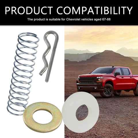 Transmission Shifter Lever Linkage Repair Kit For Chevy C10 C1500 C20 C2500 C30 C3500 GM Buick Oldsmobile shown with components and truck