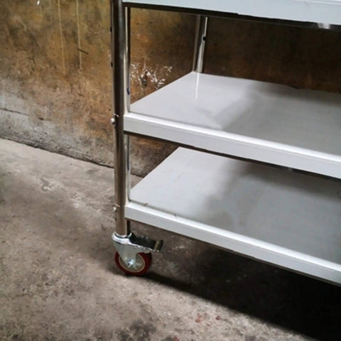 Beefed Up Polyurethane Caster Wheels With Dual Brakes Set Of Four used on metal trolley for smooth rolling